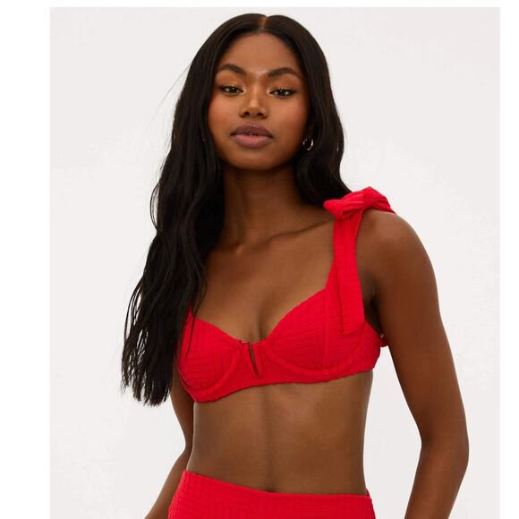 Beach Riot Blair Top in Cherry Terry Size Medium - Picture 1 of 9